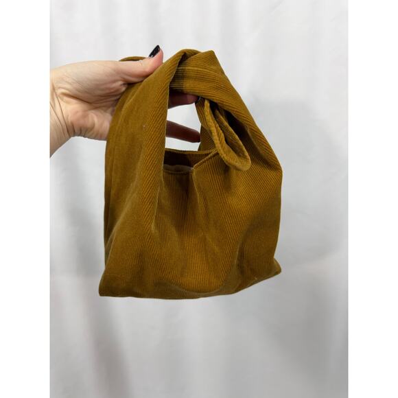 Merit Beauty Handbags - Merit Beauty The Signature Bag Brown Tan Corduroy Makeup Bag Purse